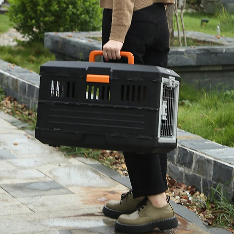 Folding Pet Travel Carrier – Large Space Foldable Air Box for Dogs & Cats