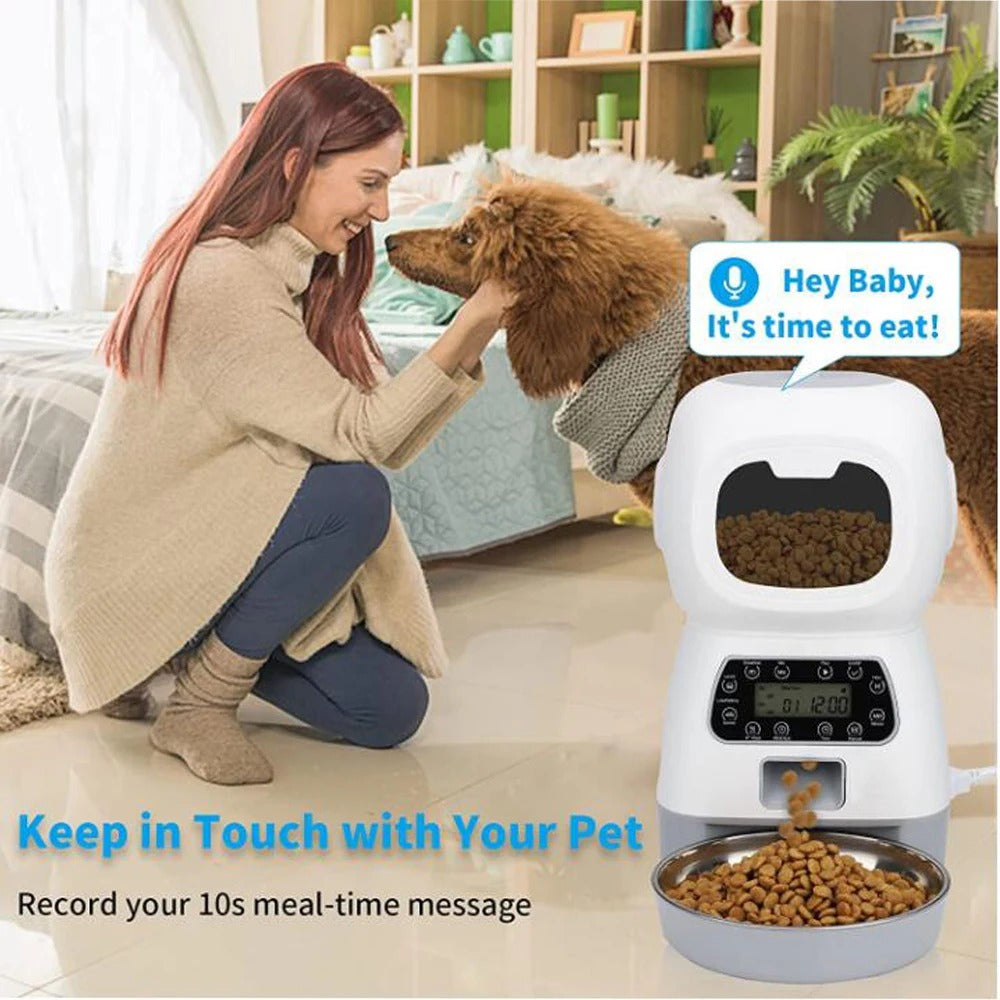 WiFi Automatic Cat Feeder, 3.5L Smart Food Dispenser with Timer & Voice