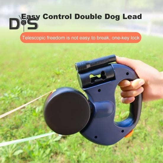 3M Retractable Dual Dog Leash with Flashlight