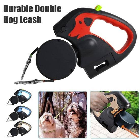 3M Retractable Dual Dog Leash with Flashlight