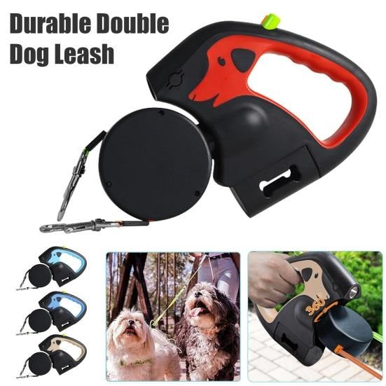3M Retractable Dual Dog Leash with Flashlight
