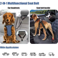 2-in-1 Dog Car Seatbelt with Adjustable Headrest Restraint