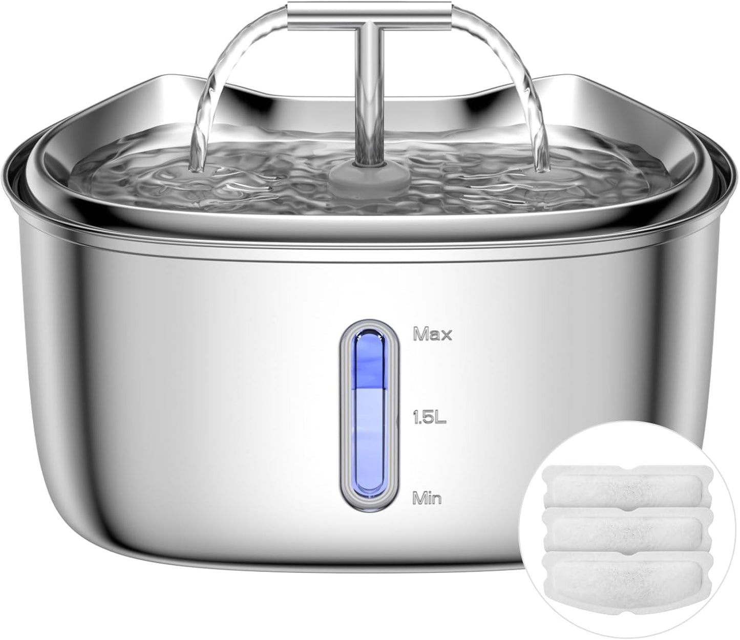 Stainless Steel Cat Water Fountain – 2.5L Automatic Pet Dispenser with Quiet Pump