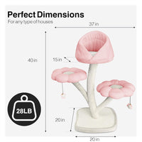 Flower Cat Tree Tower – Multi-Level Condo with Perches & Scratch Pad (Pink)