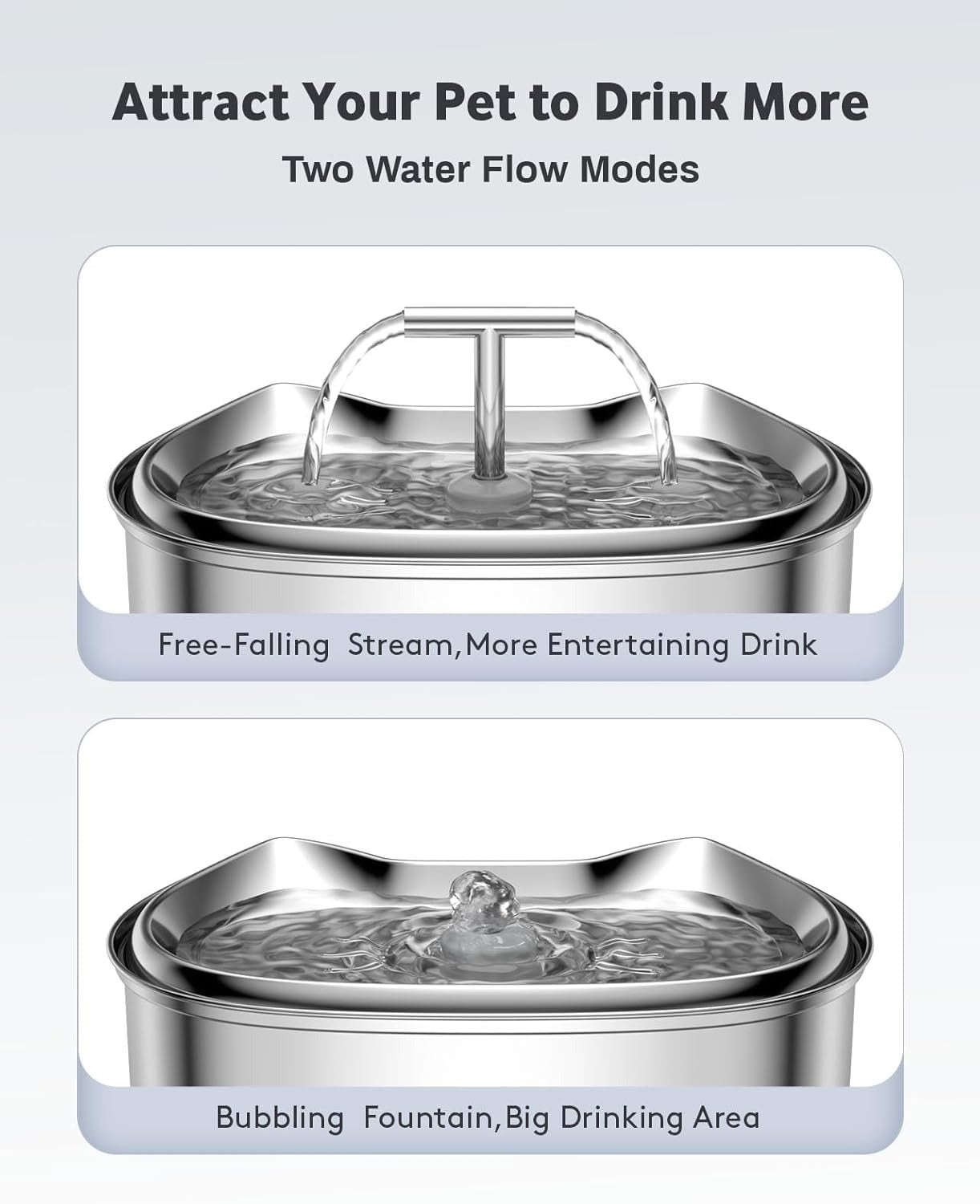 Stainless Steel Cat Water Fountain – 2.5L Automatic Pet Dispenser with Quiet Pump