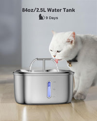 Stainless Steel Cat Water Fountain – 2.5L Automatic Pet Dispenser with Quiet Pump