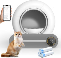 Extra Large Self-Cleaning Cat Litter Box with APP Control (White)