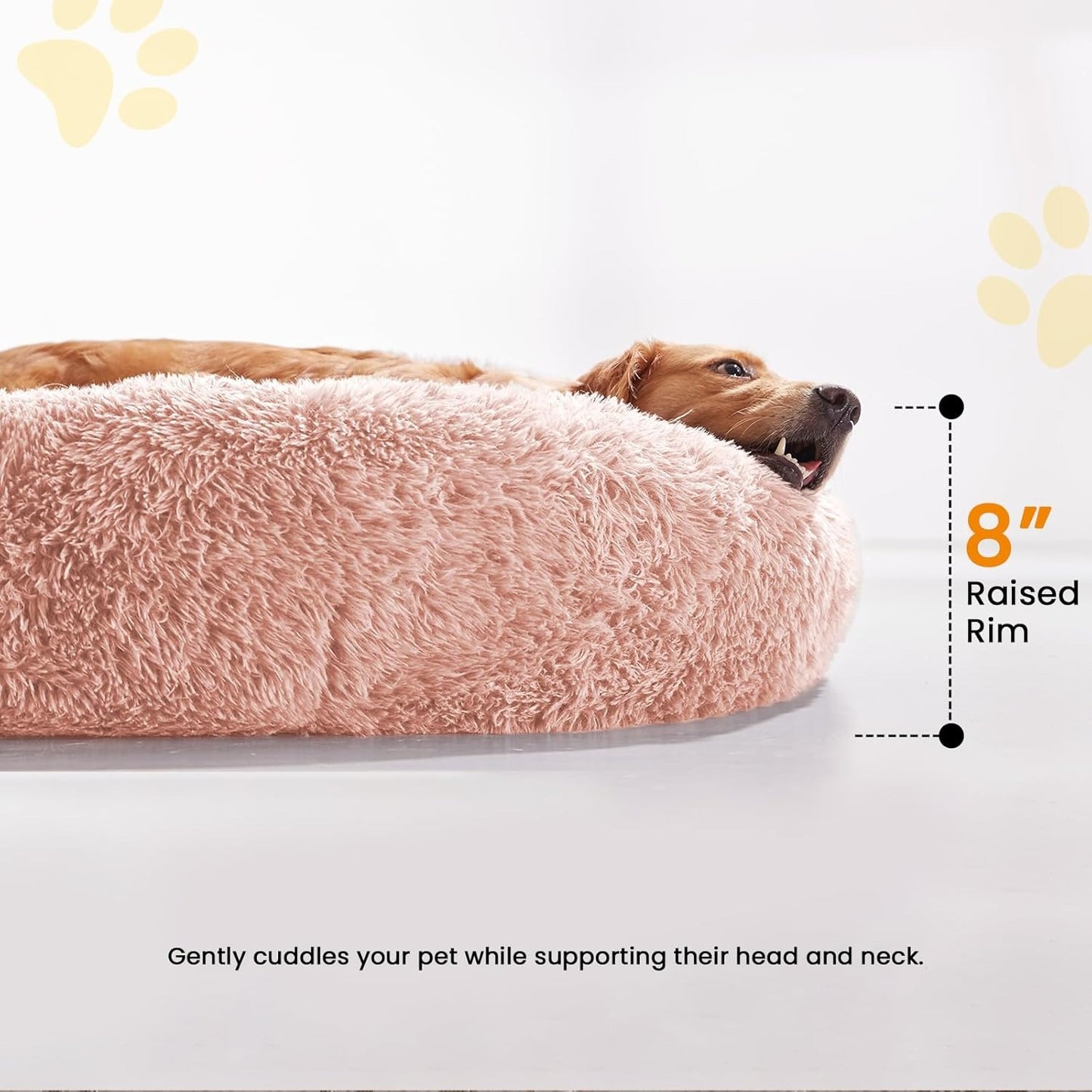 Calming Dog Bed – 36" Washable Faux Fur Donut for Large Dogs (Up to 80 lbs)