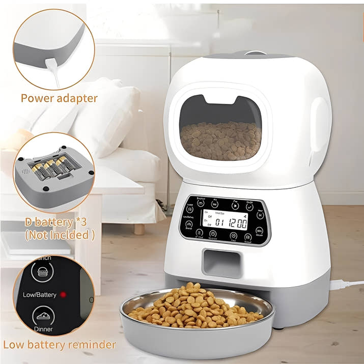 WiFi Automatic Cat Feeder, 3.5L Smart Food Dispenser with Timer & Voice
