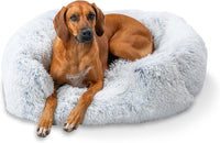 Calming Dog Bed – 36" Washable Faux Fur Donut for Large Dogs (Up to 80 lbs)