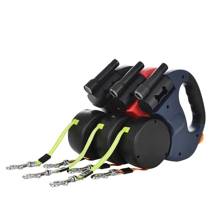 3M Retractable Dual Dog Leash with Flashlight