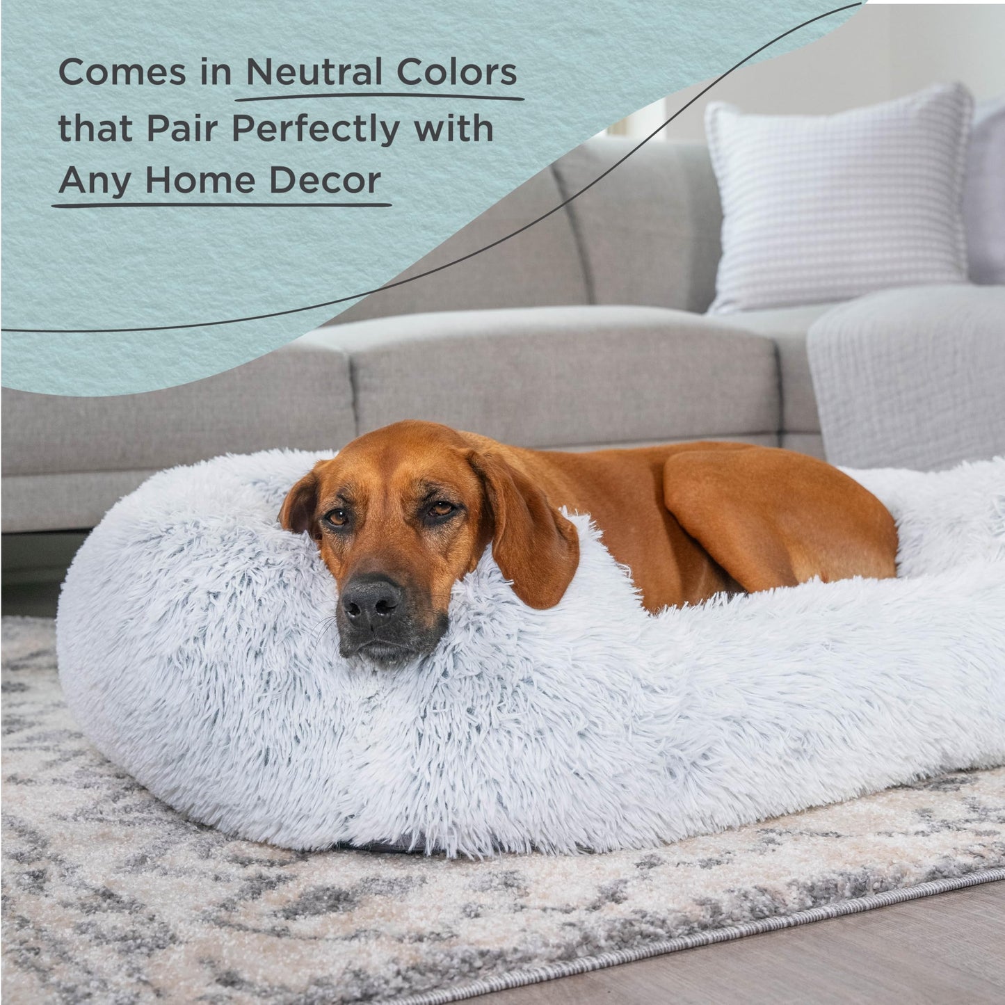 Calming Dog Bed – 36" Washable Faux Fur Donut for Large Dogs (Up to 80 lbs)