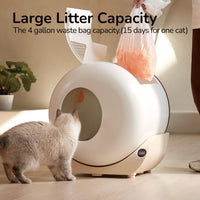 Extra Large Self-Cleaning Cat Litter Box with APP Control (White)