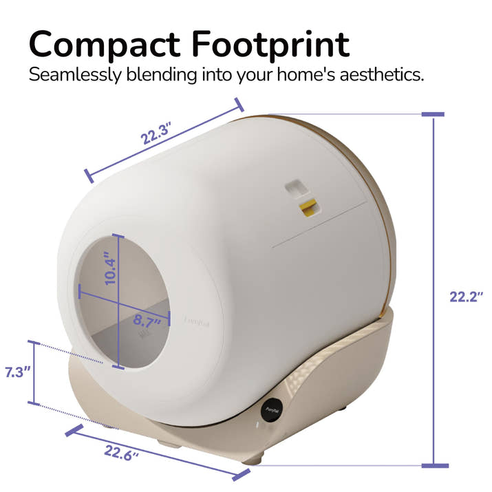 Extra Large Self-Cleaning Cat Litter Box with APP Control (White)