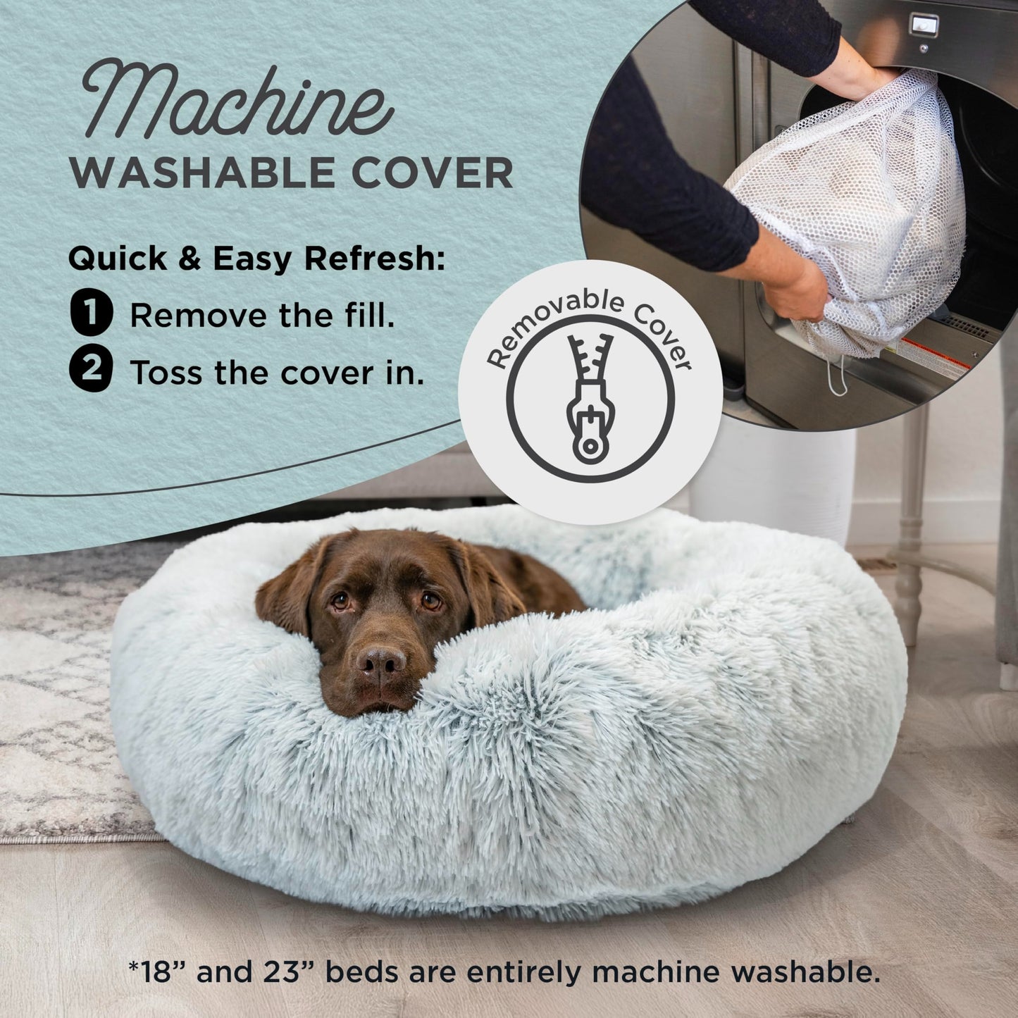 Calming Dog Bed – 36" Washable Faux Fur Donut for Large Dogs (Up to 80 lbs)