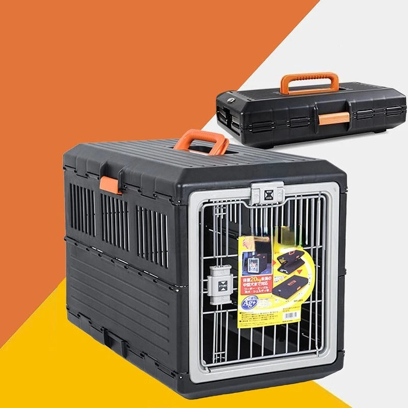 Folding Pet Travel Carrier – Large Space Foldable Air Box for Dogs & Cats